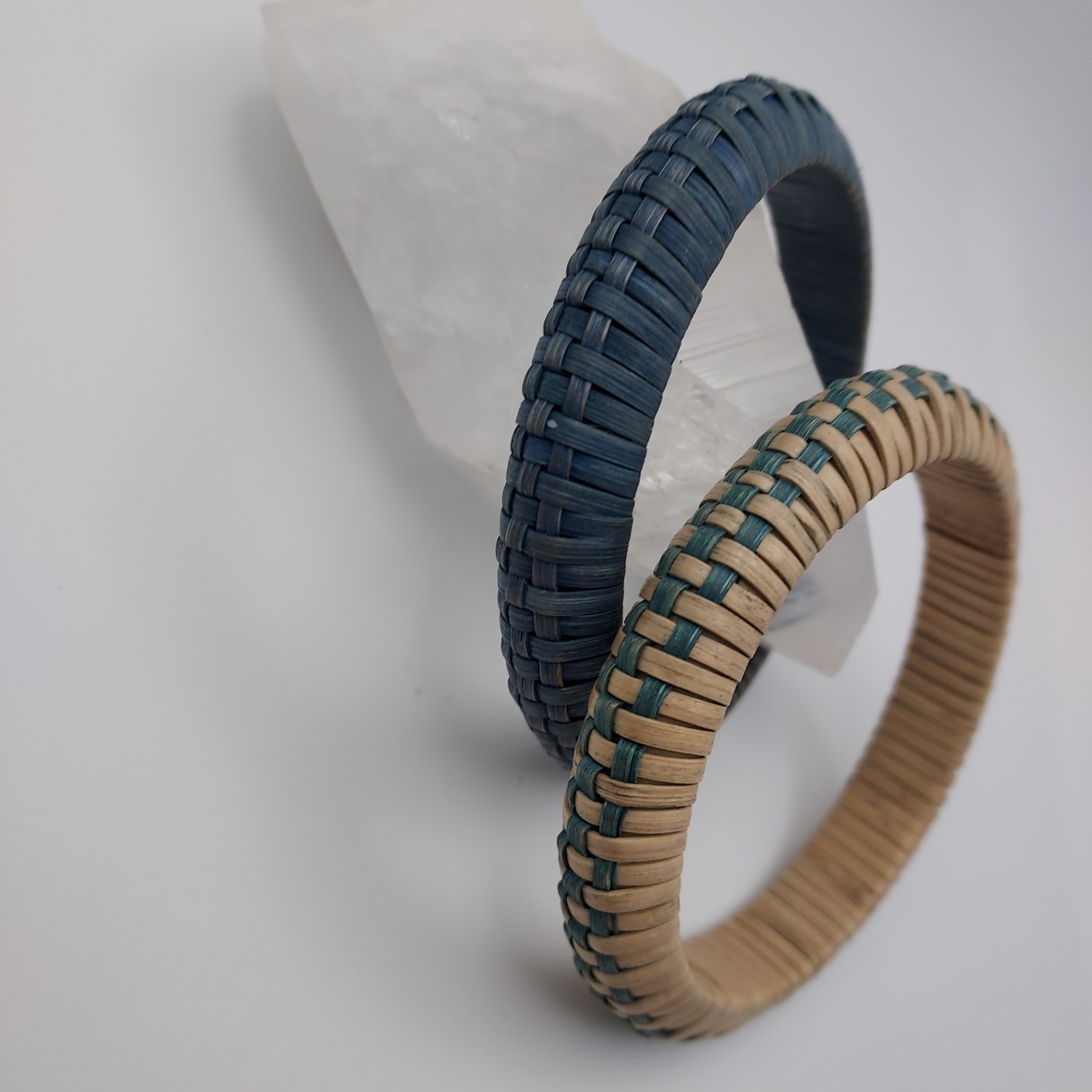 Vintage Bangle bracelets woven natural materials No metal or clasp, easy on/off.