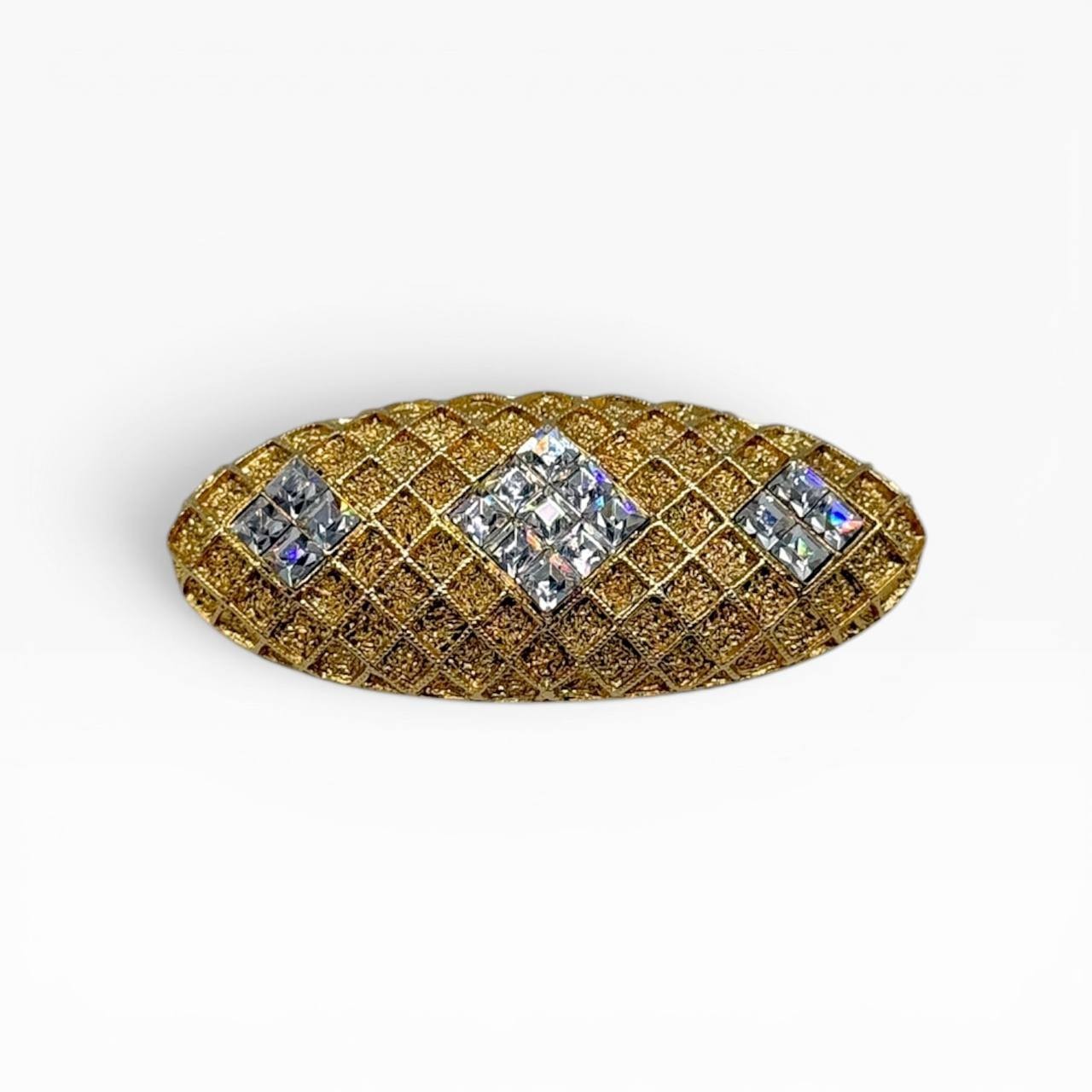 Vintage Balenciaga Paris Crystal Gold Tone Brooch Made in France