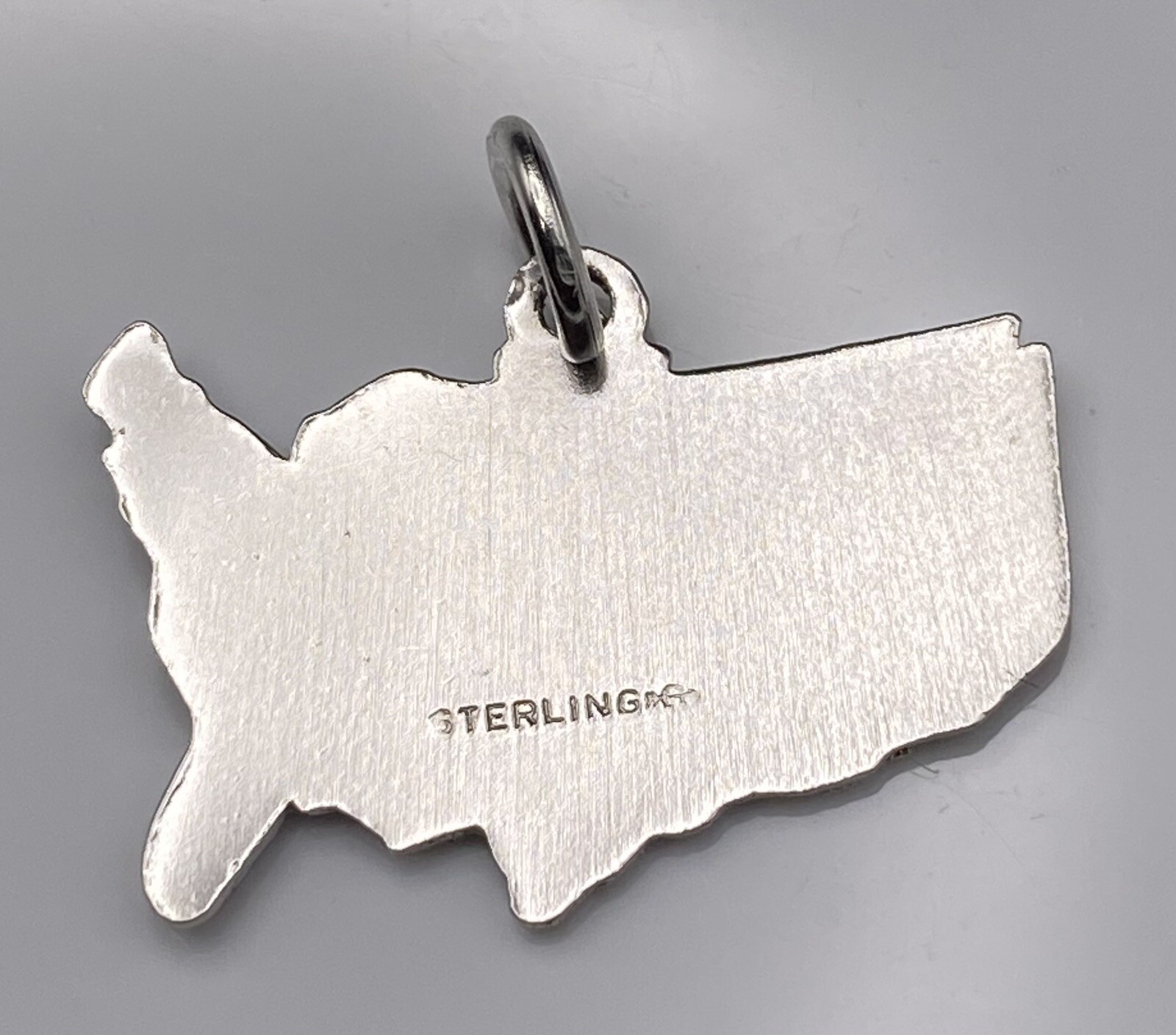 Vintage Griffith Sterling Silver Enamel UNITED STATES OF AMERICA USA Map Charm