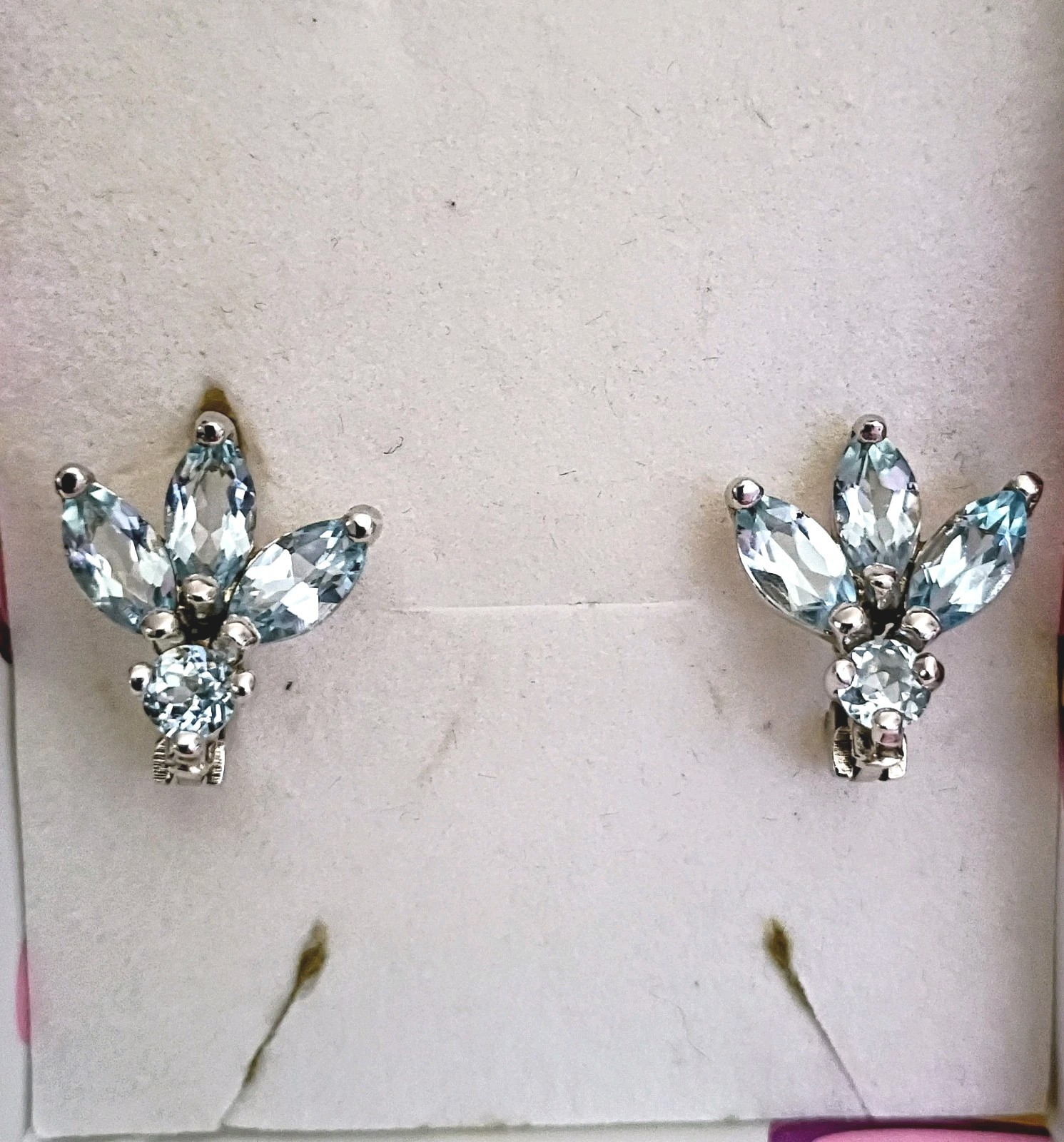 Vintage Sterling Silver 925 Natural Sky Blue Topaz Lever Back Earrings