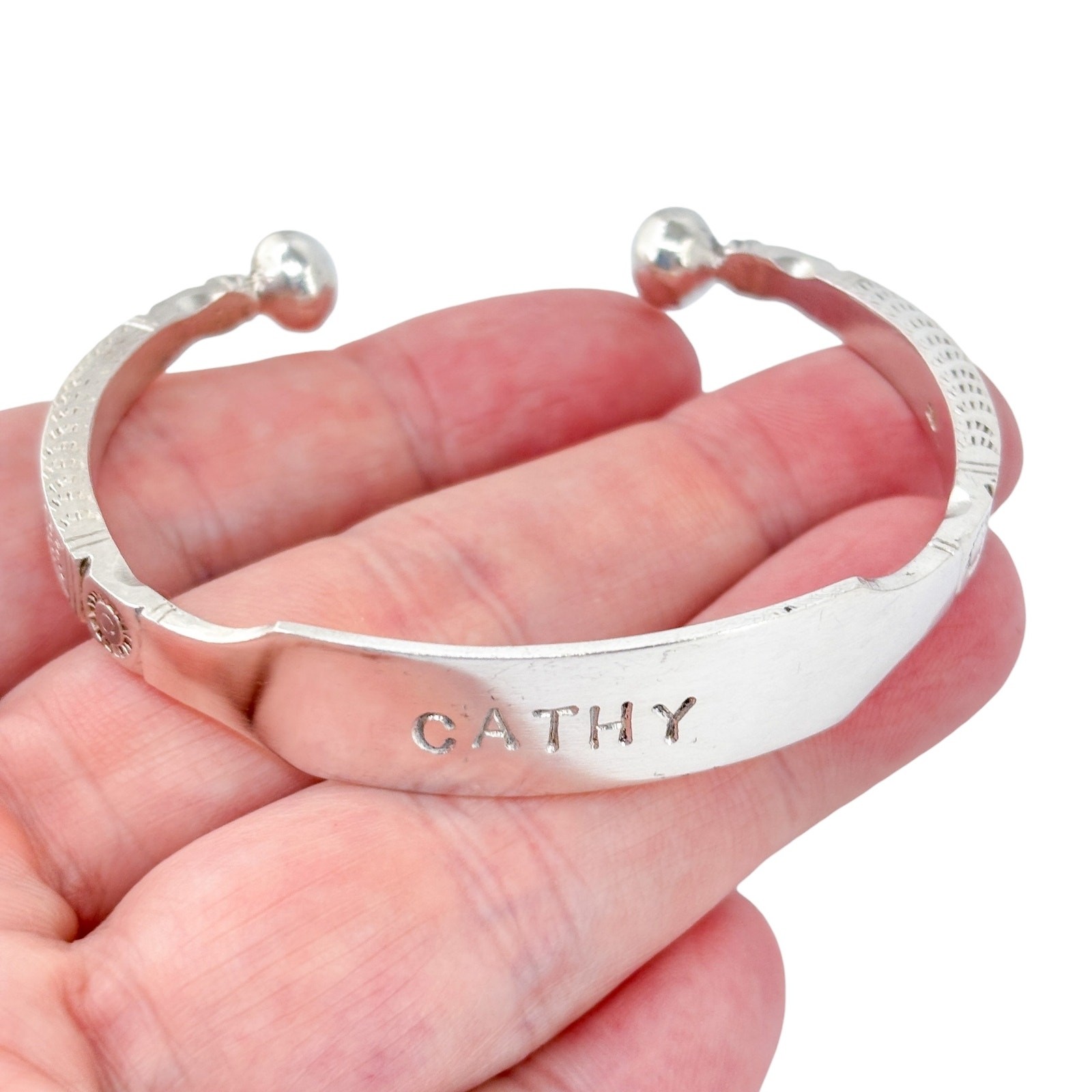 Moroccan Berber ID Cuff Bracelet | CATHY | Vintage Sterling Silver 925 | 7″