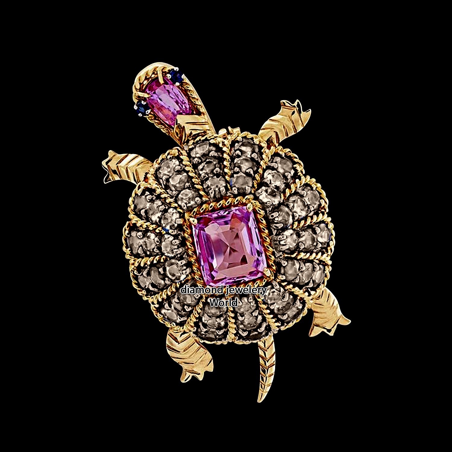 Stunning 1.40ct Rose Cut Diamond Gemstone Silver Vintage Tortoise Brooch Jewelry