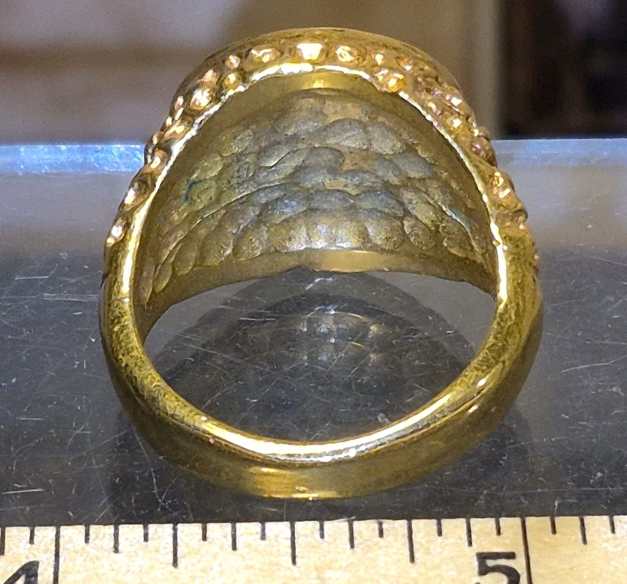 Vtg Size 9 Ring Faux Coin Eagle Nugget USA United States of America 1873 Gold