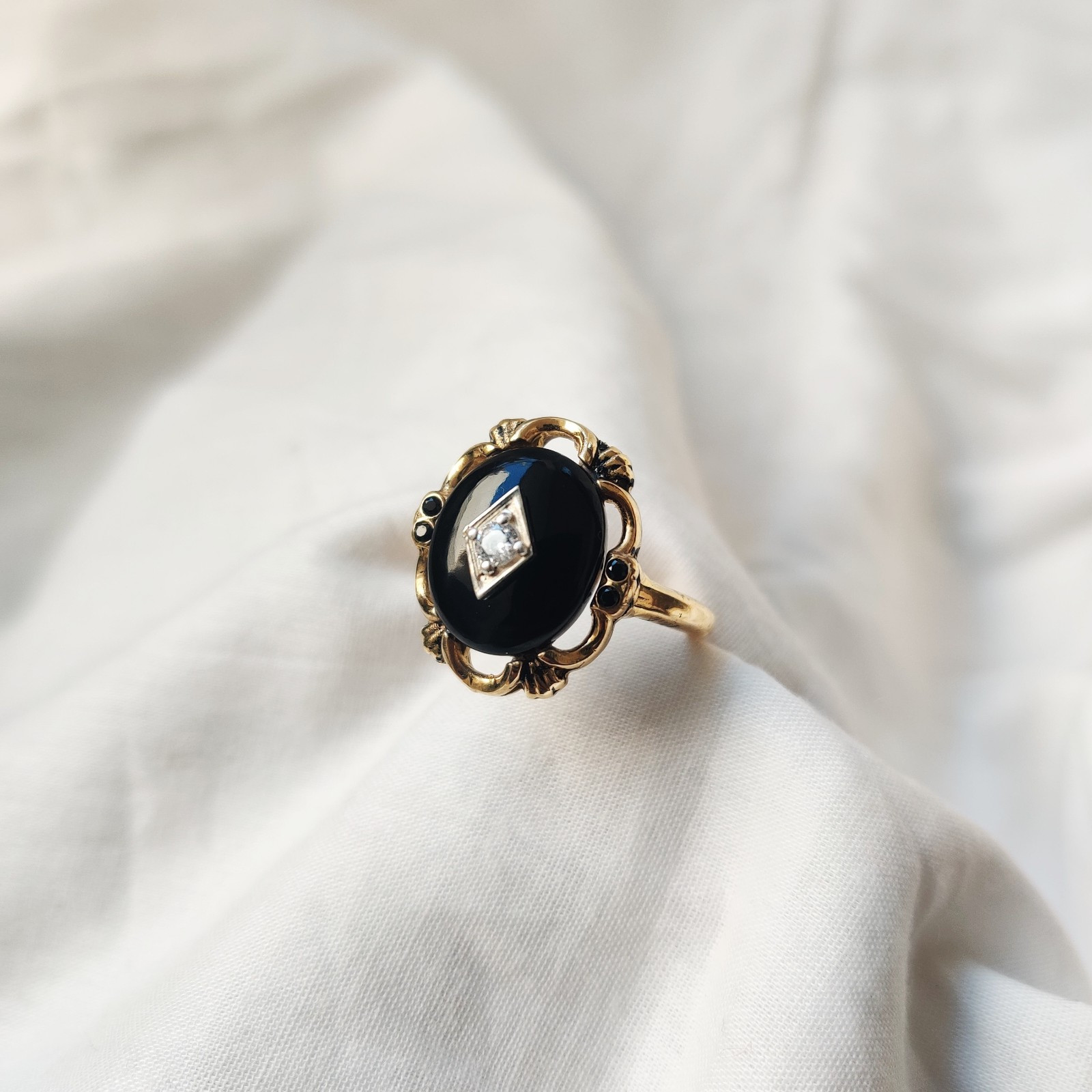 antique 925 silver vintage Victorian art deco handmade black onyx ring best gift