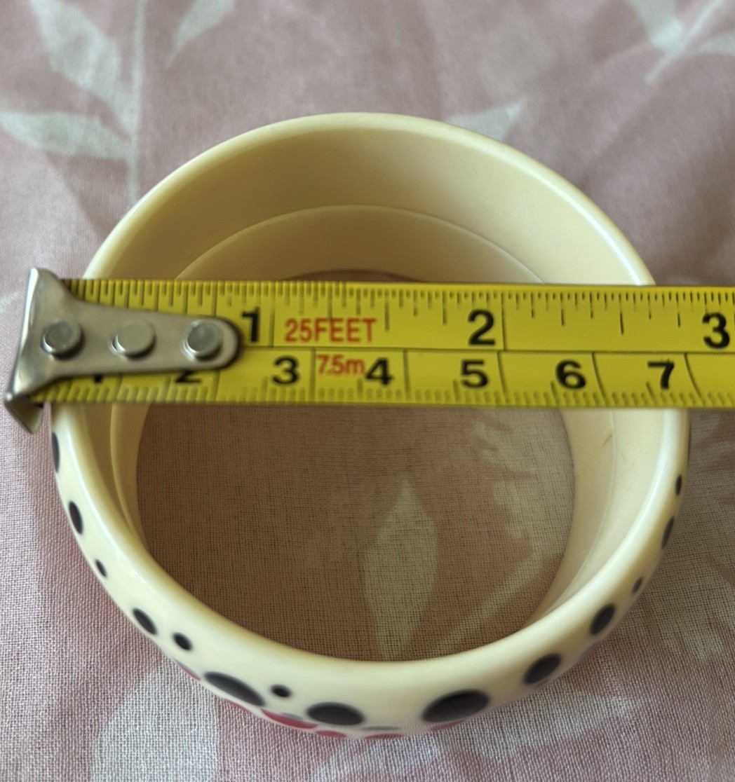 Avon Set of 2 Vintage Cream Plastic Bangle Bracelet’s With Polka Dots