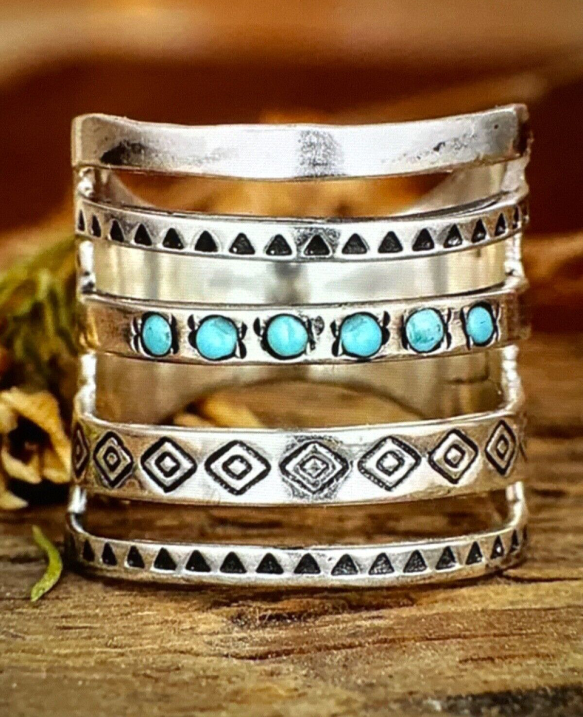 925 Silver Plated Zinc Alloy Material Wide Vintage Size 8 Ring