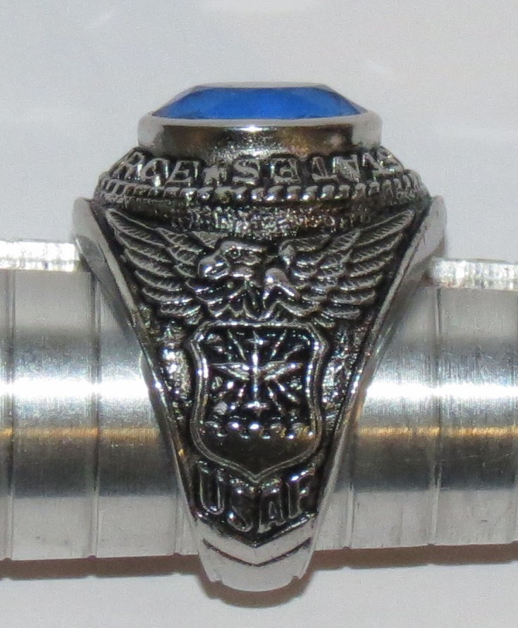 Vintage United States Air Force Kinney Sterling Blue Stone Class Ring, Size 7