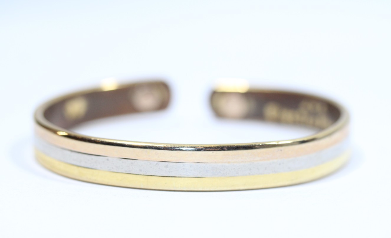 SUKURA 24K Gold Electro-plated Tri-tone Magnetic Copper Cuff Bracelet #RL363