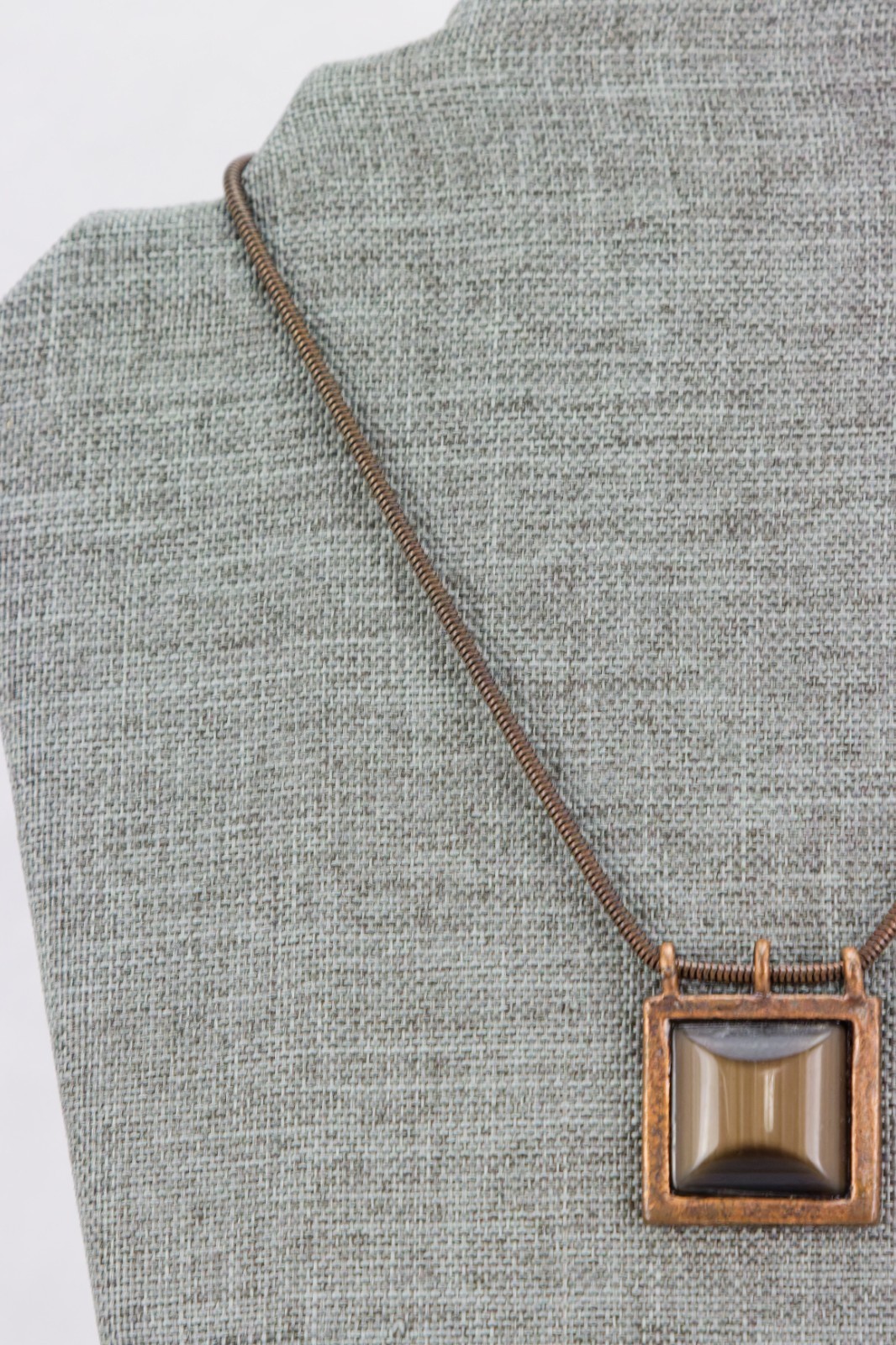 Copper Necklace, Copper Tone Glass Inset, 35gr