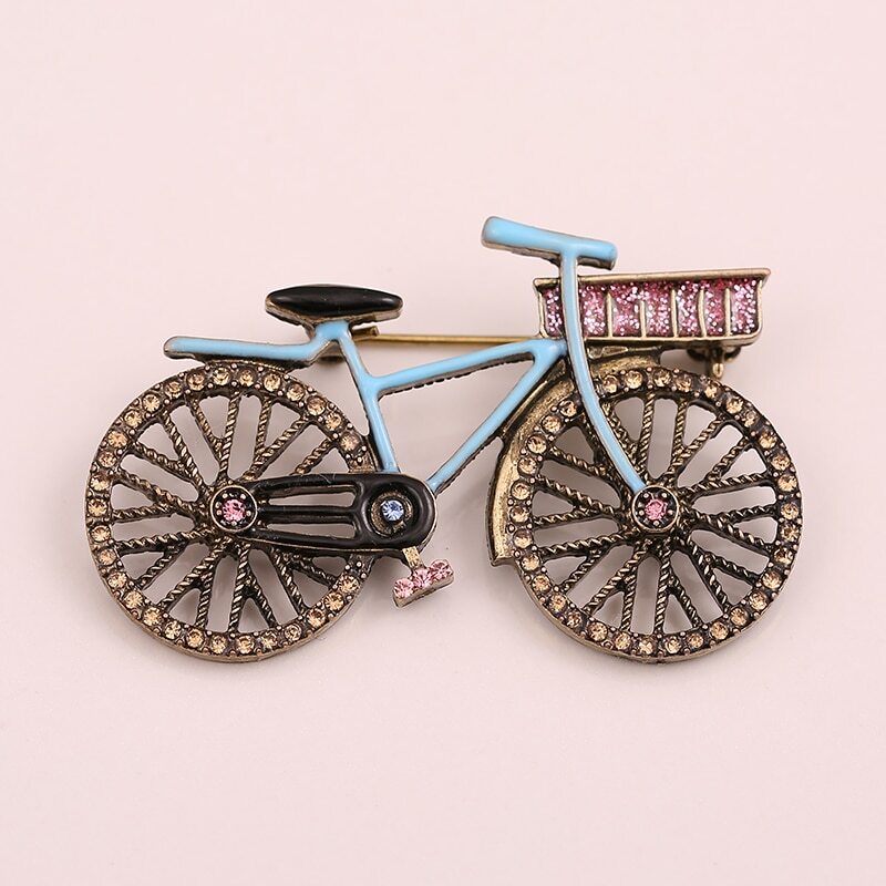 Vintage Enamel Bike Brooch Pin Badge for Women Clothing Accessories Jewelry Gift