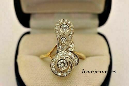 14K 2-Tone Gold Over 1.50CT Round Lab-Created Diamond Vintage Art Deco Ring Gift