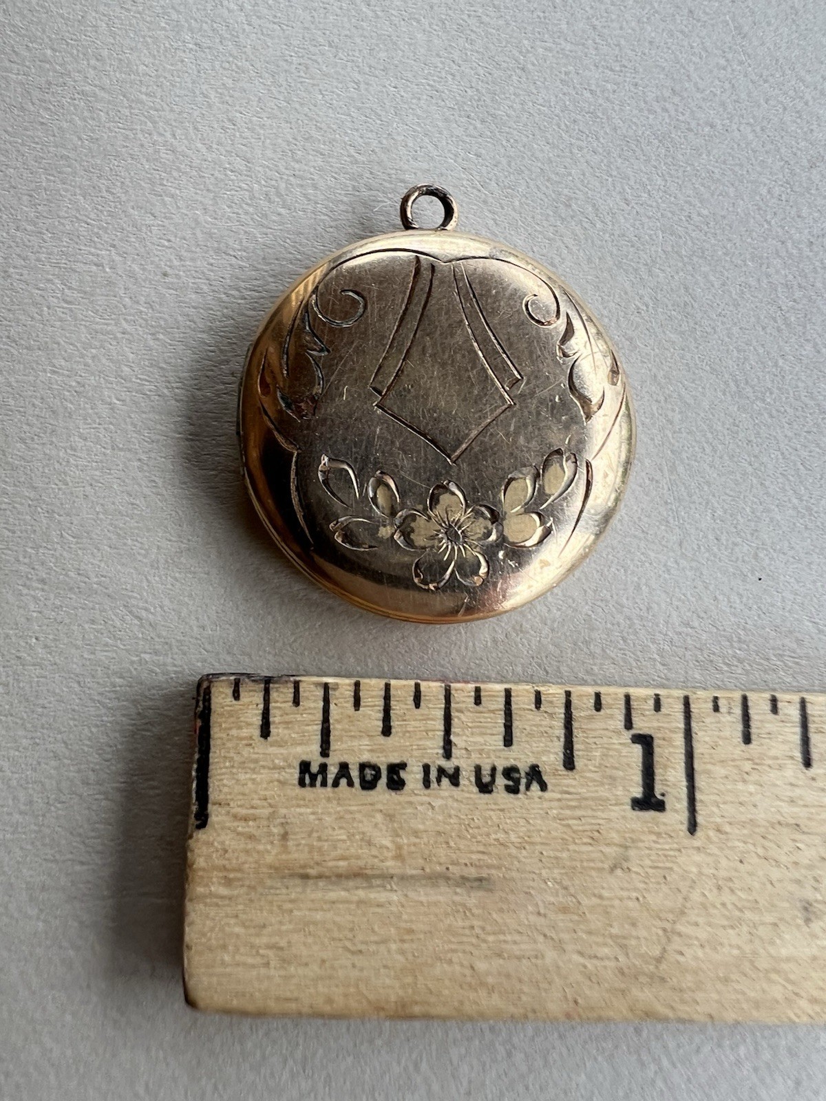 Antique Childs Gold Locket Simple Engraving No Metal Content Marks