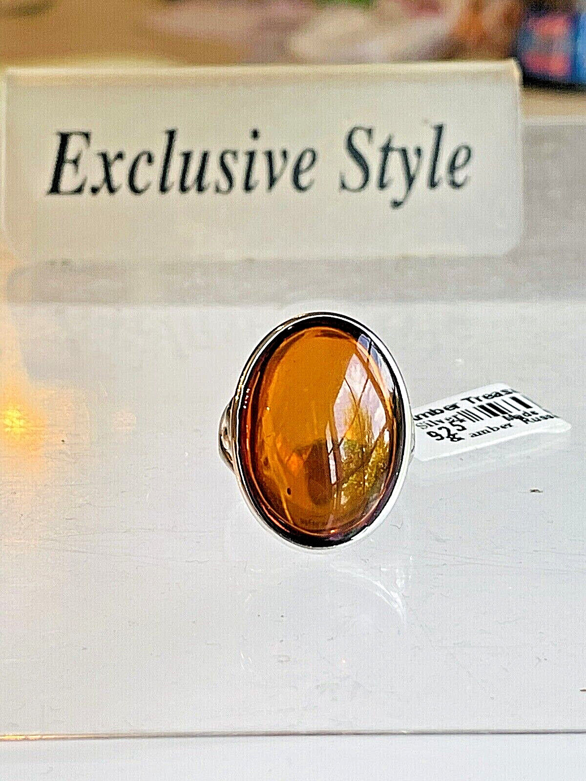 Genuine Baltic Amber Cherry Cognac Color Ring Size 7,5 Egg Yolk Butterscotch