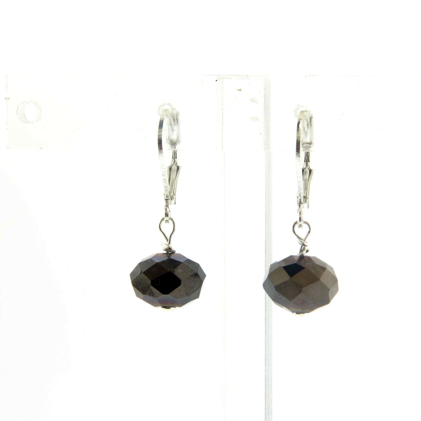 925 Sterling Silver Crystal Dangle Earrings Lever Back 10*30mm