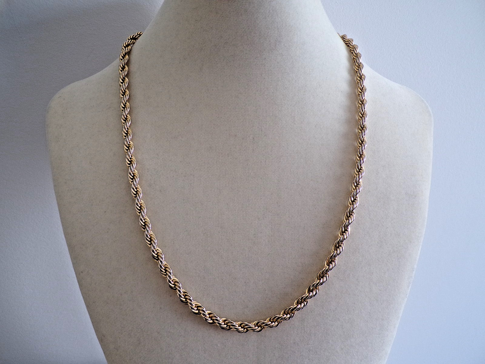 Vintage 24KT Gold Bonded GB Twisted Rope Chain Necklace 20”