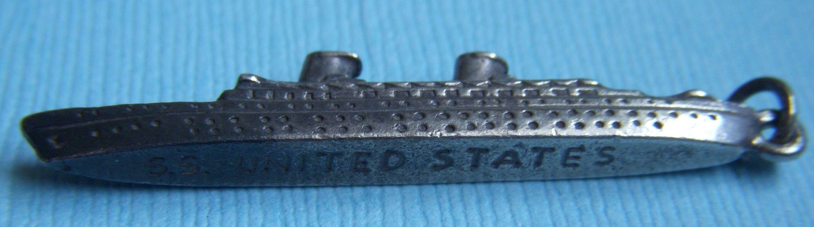 Vintage S.S. United States cruise ship silver charm