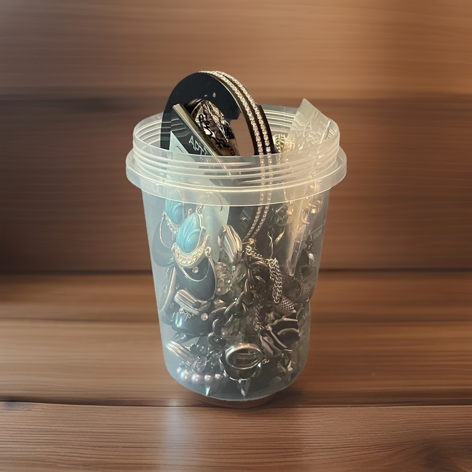 Mystery Jewelry Jar BOLD CHUNKY Curated Black Silver All Wearable Glam Runway