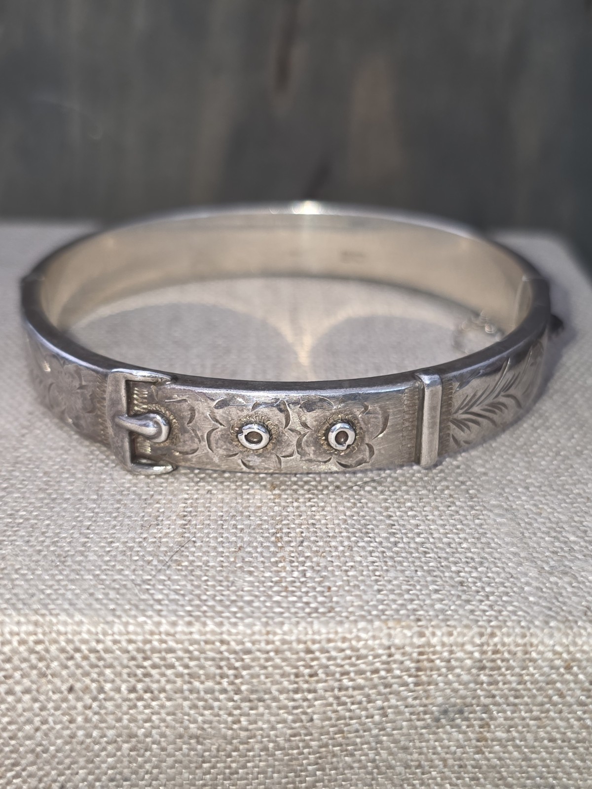 Vintage Sterling Silver Victorian Inspired English Buckle Bracelet