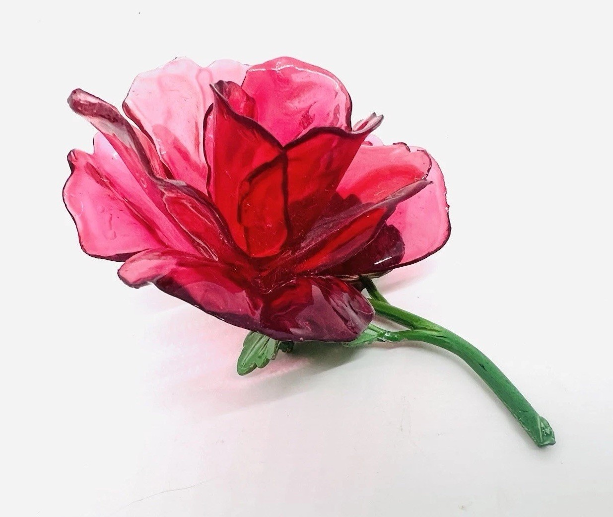 ENORMOUS Pink Layered Cellulose Acetate Flower Brooch 4 1/2 Inch Vintage Jewelry