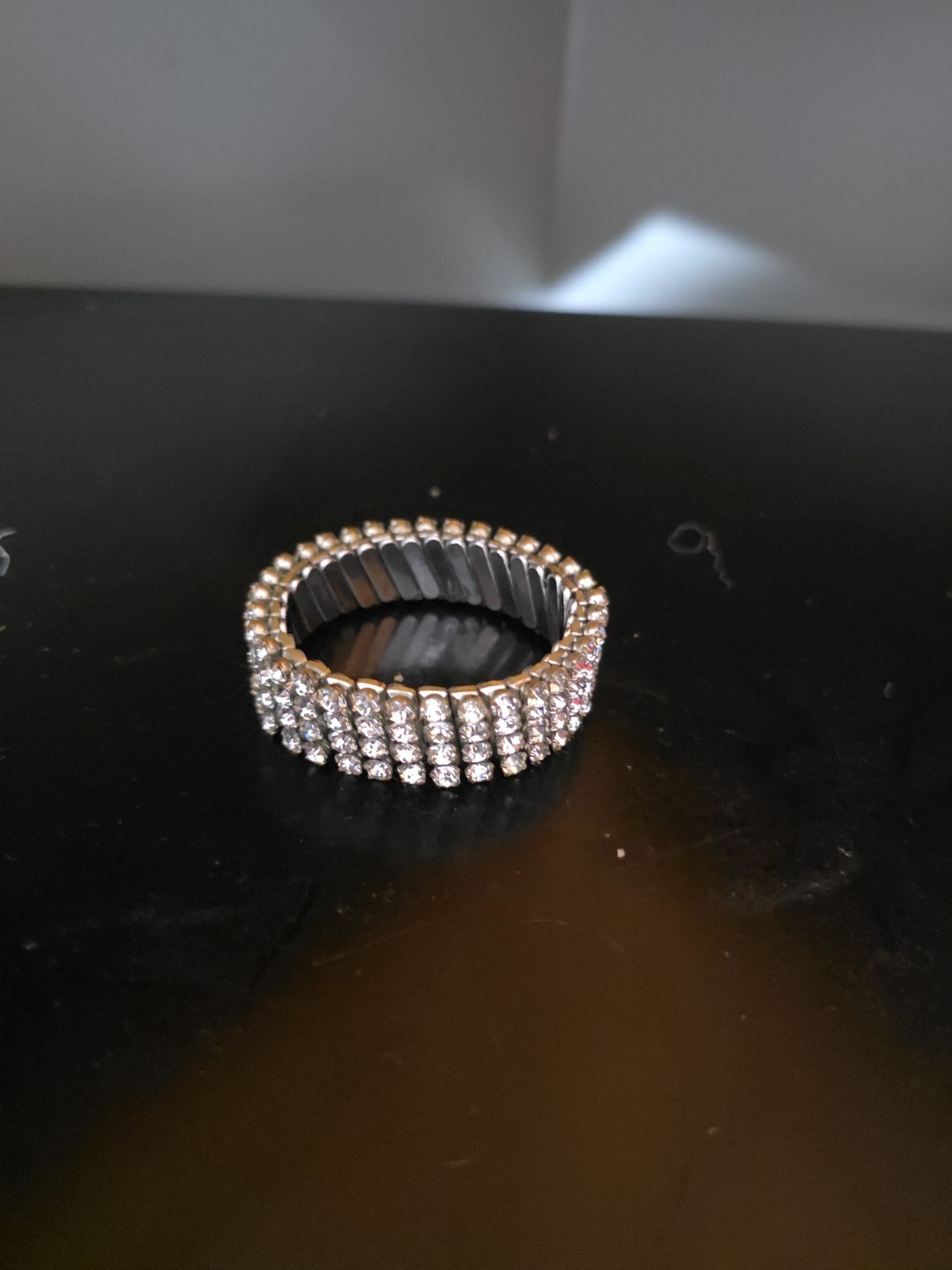 1940s-50s Made In USA Acordian Style Paved Rhinestone Bracelet