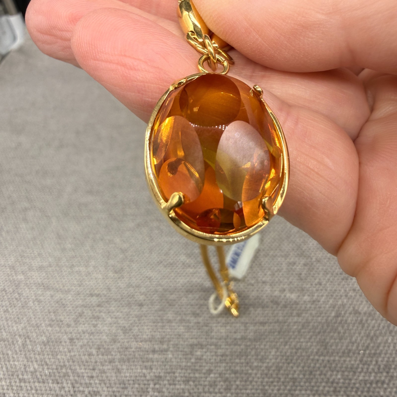 Morellato Mesh Necklace Gold Tone Snake Chain Faceted Topaz Pendant 16 Inches