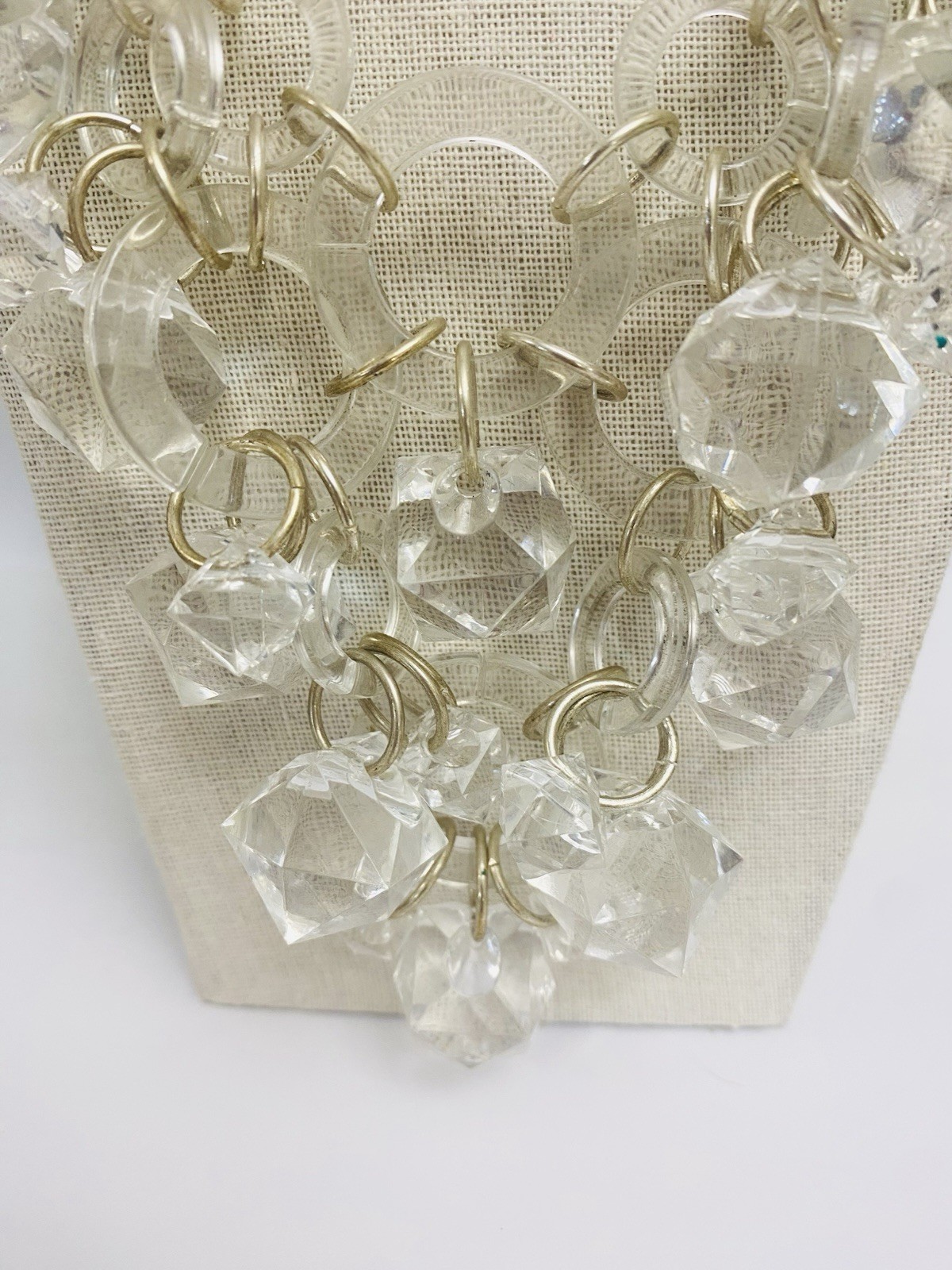 Robert Rose Chunky Cluster Necklace Large Clear Lucite Faceted Beads And Rings