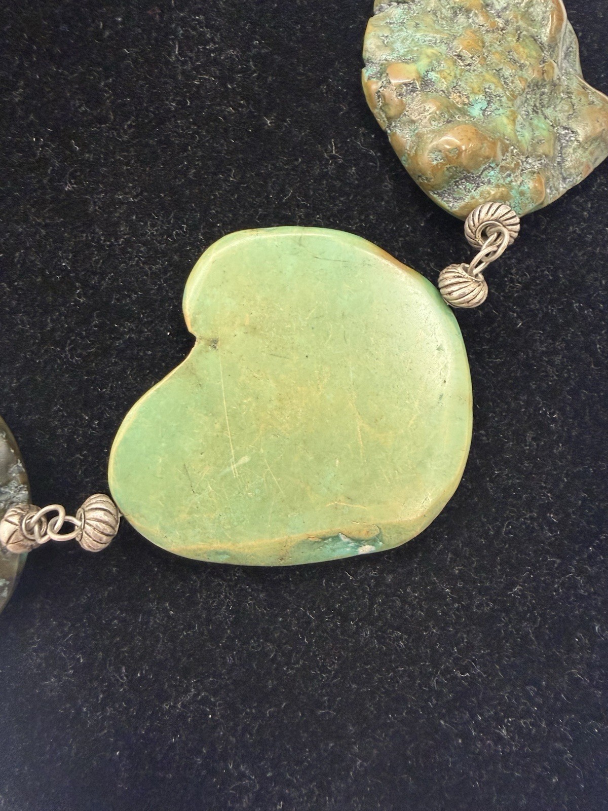 Vintage Turquoise Statement Necklace | Asymmetrical Multi-sized Stones | 18″