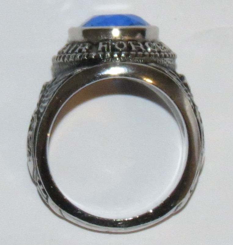 Vintage United States Air Force Kinney Sterling Blue Stone Class Ring, Size 7