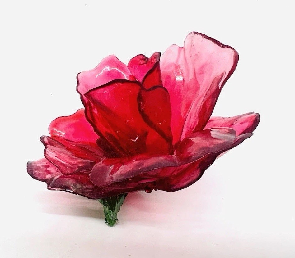 ENORMOUS Pink Layered Cellulose Acetate Flower Brooch 4 1/2 Inch Vintage Jewelry
