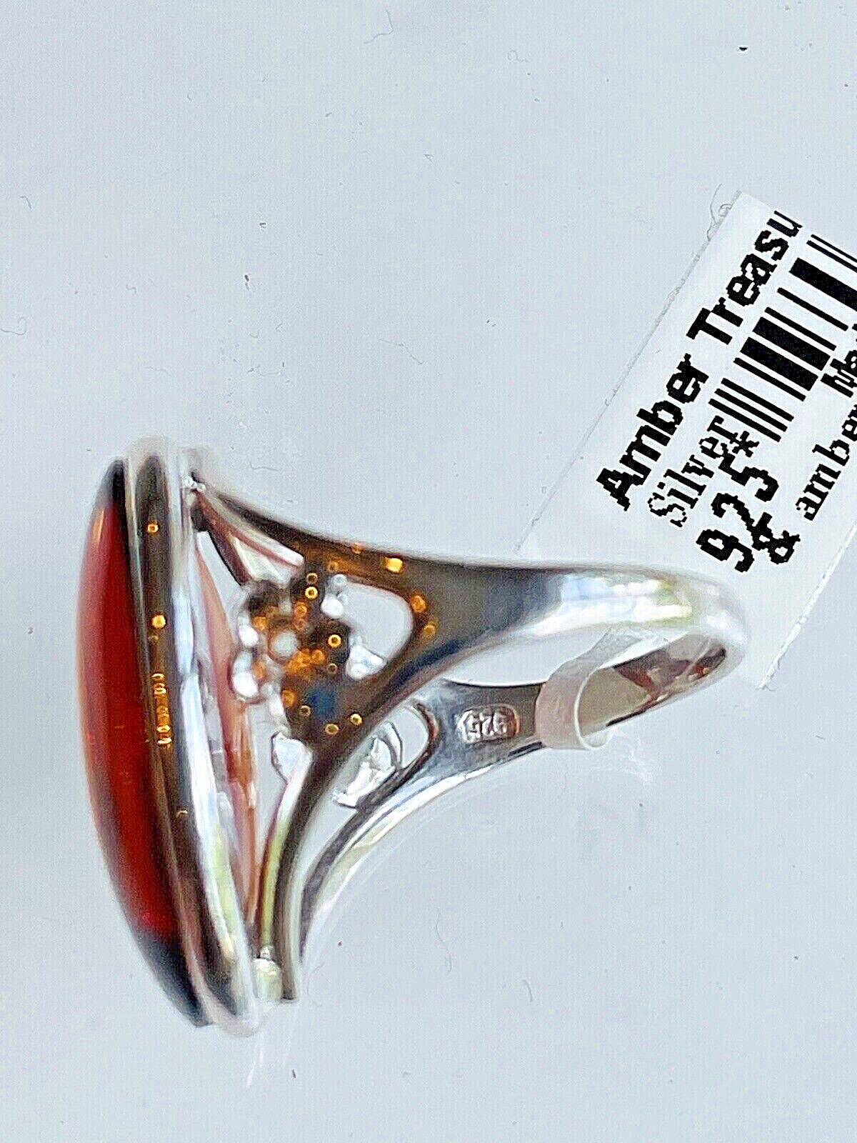 Genuine Baltic Amber Cherry Cognac Color Ring Size 7,5 Egg Yolk Butterscotch