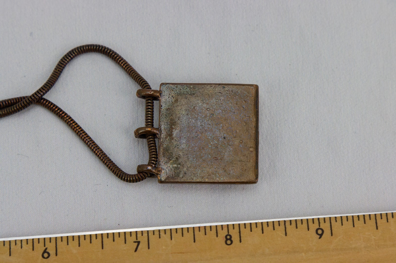 Copper Necklace, Copper Tone Glass Inset, 35gr