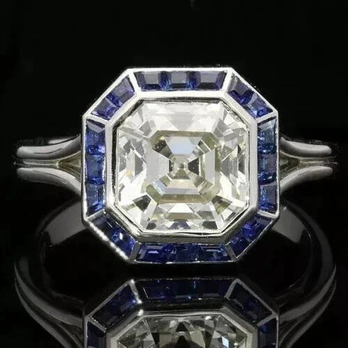 Art Deco Style 2.45Ct Lab Created Diamond Wedding Anniversary 925 Silver Ring
